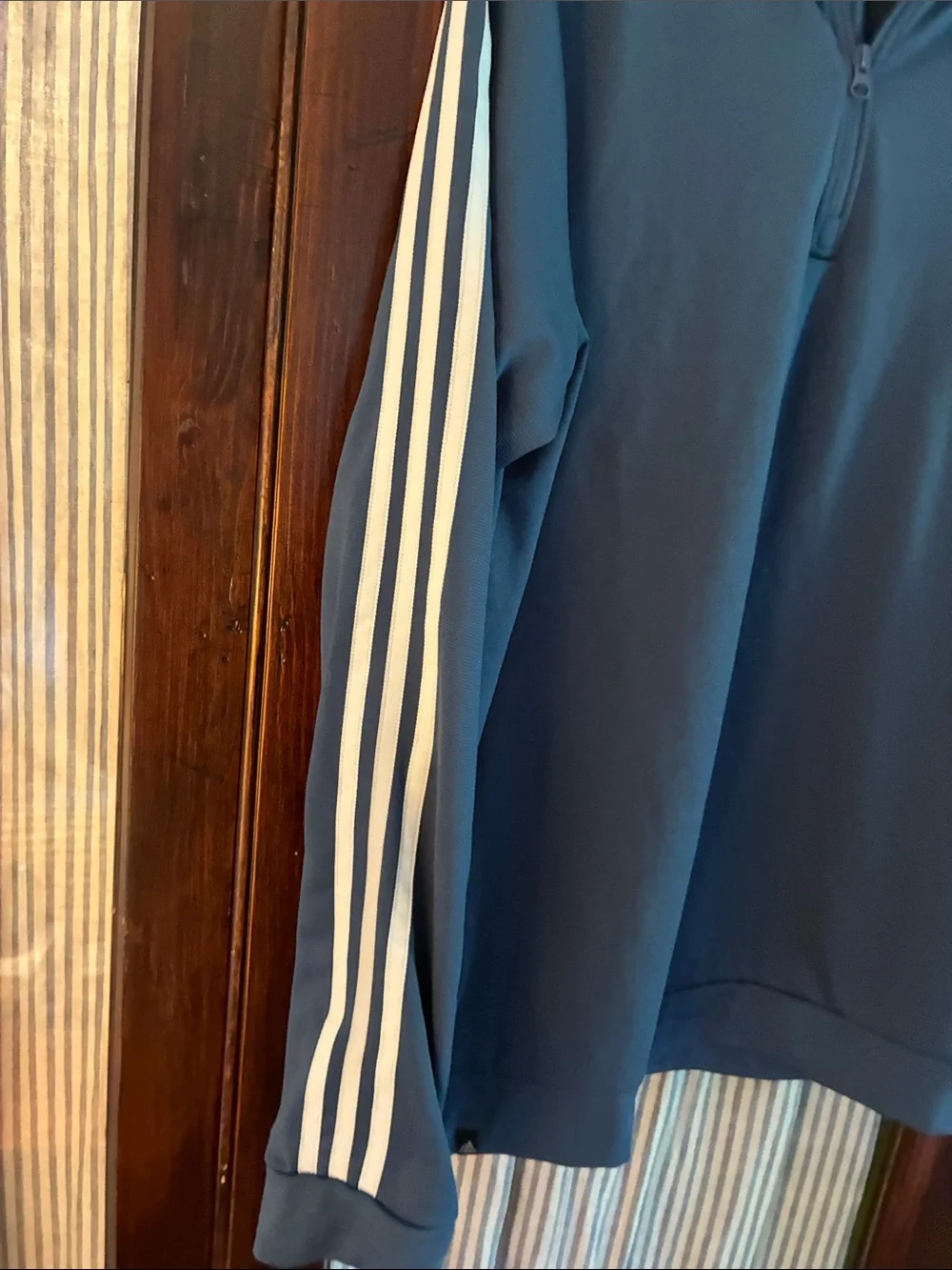 adidas Navy Quarter-Zip Performance Jacket with White Stripes
